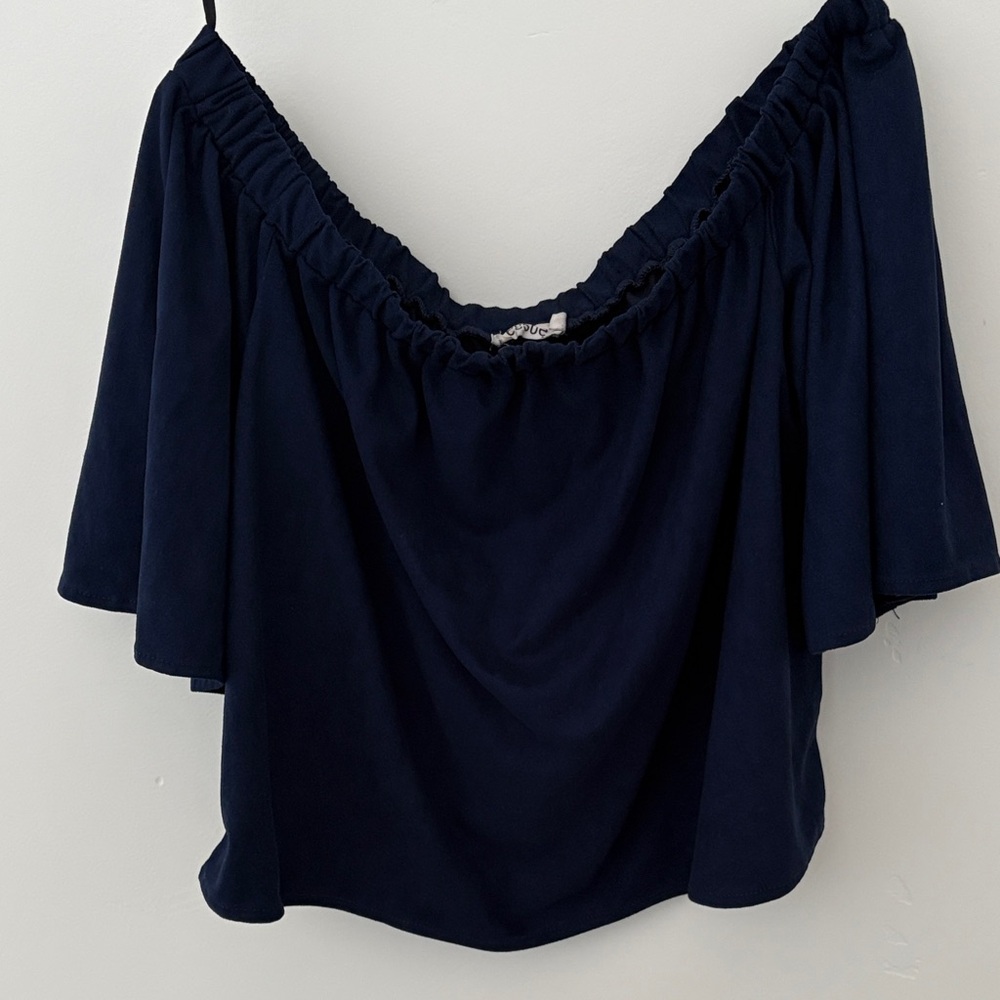 Navy Off-Shoulder Top